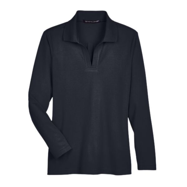 Devon & Jones CrownLux Performance® Ladies' Plaited Long Sleeve Polo Thumbnail